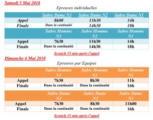 programme championnat france escrime sabre 2018 charleville